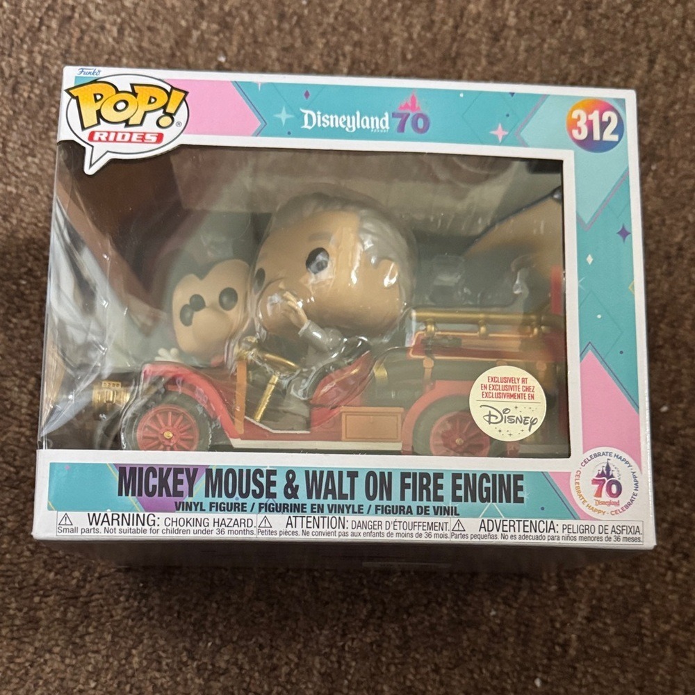 Disney Pop! Rides Mickey & Walt Fire Engine Figure -70th Anniversary